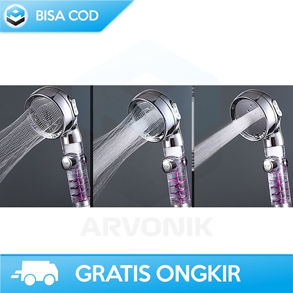 KEPALA SHOWER KAMAR MANDI TRANSPARENT HANDLE 3 MODE TEKANAN AIR BR2313