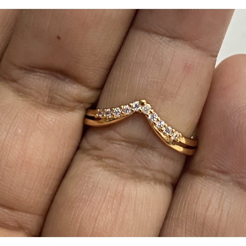 [tiara] cincin wanita / cincin lapis emas / cincin tiga kupu susun / cincin permata /replika emas