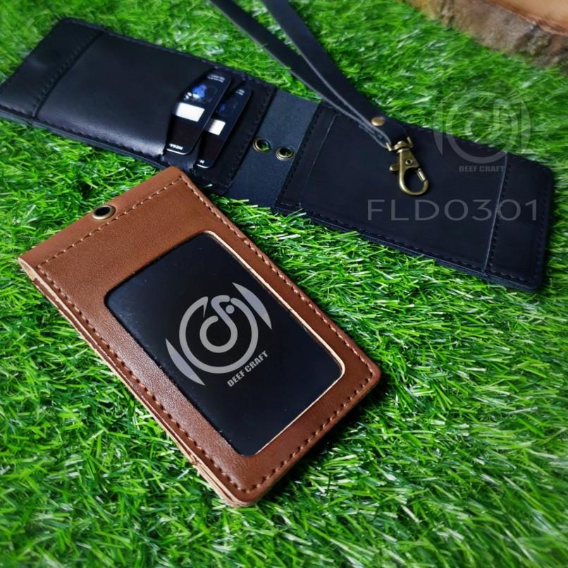 

Trendy ID Card Holder Lipat Magnetic Multi Fungsi / Name Tag Kulit