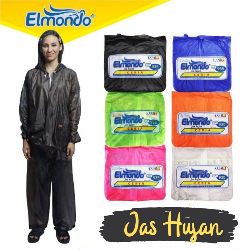 Jas Hujan Dewasa Elmondo Jaket Celana Setelan Raincoat Murah Pria Wanita