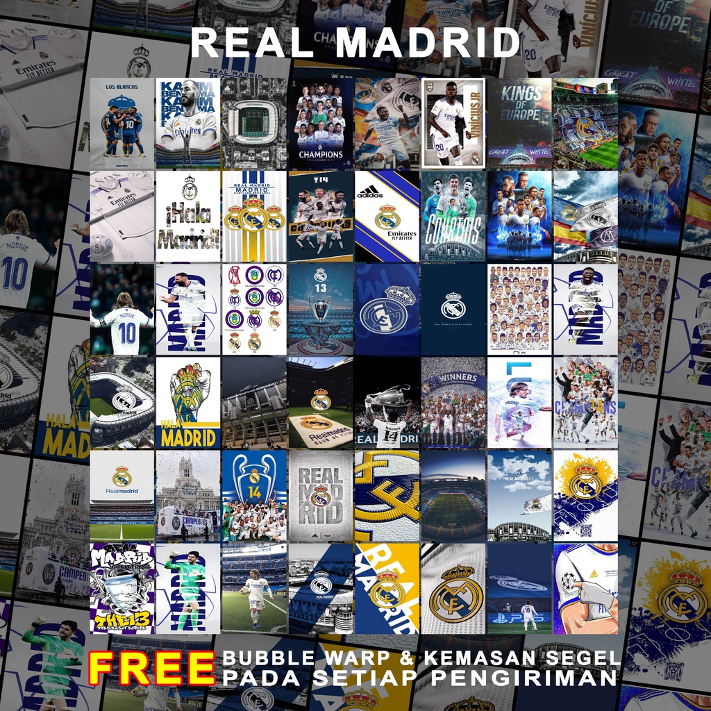 (48 PCS) Poster Dinding Aesthetic | Poster Dinding Aesthetic Real Madrid Series