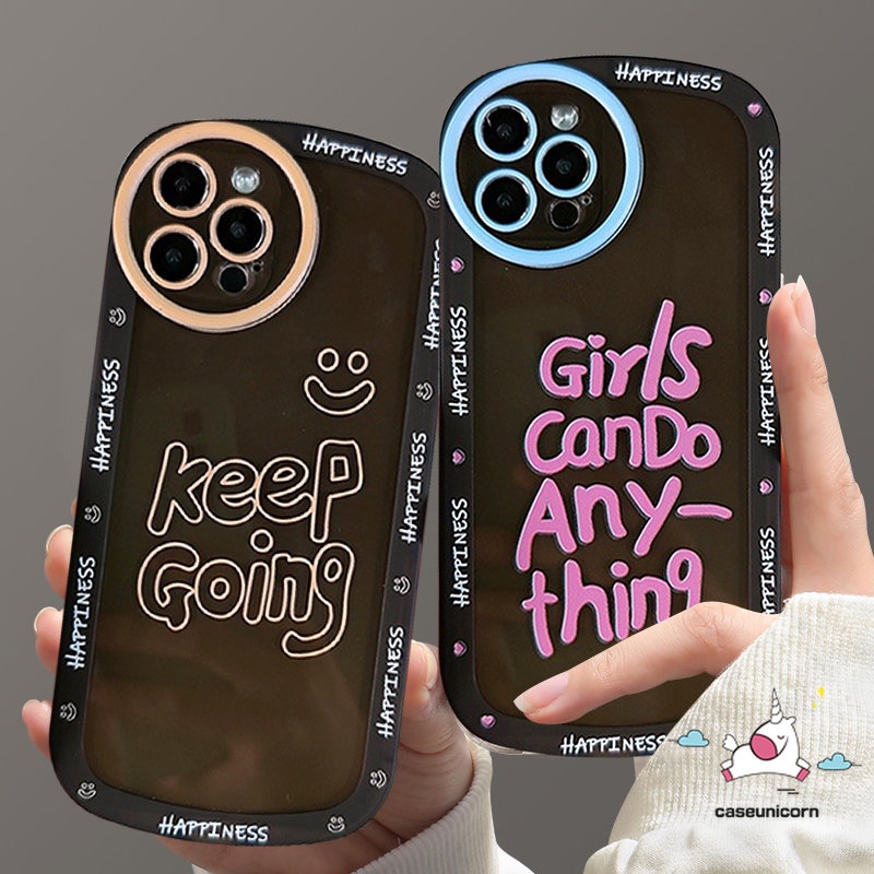 IPHONE Casing Shockproof Airbag Phone Case Kompatibel Untuk Iphone 11 13 12 14 Pro MAX XR 6 6s 78 Plus XS MAX X SE 2020 INS Fashion Label Huruf Soft TPU Full Cover