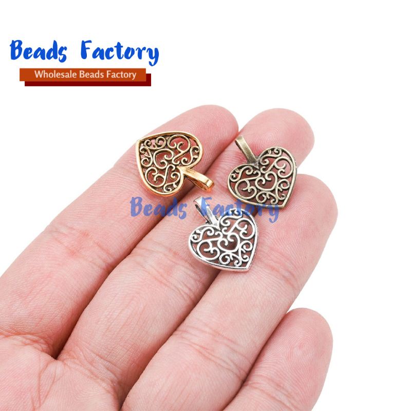 3pcs Charm Gantung Pembatas Liontin Bentuk Hati Ukuran 15x18mm Untuk Membuat Perhiasan Gelang