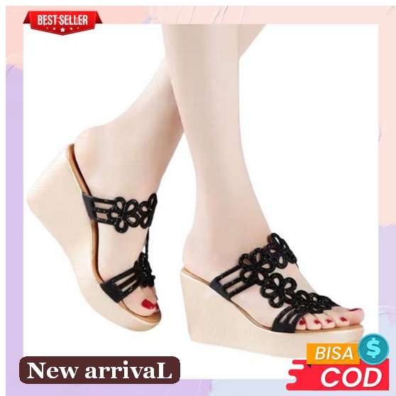 Sendal Sofia Terbaru Wedges Import Premium Nyaman Pesta Wedges Wanita Casual Sendal Tali Cewek Cod(B