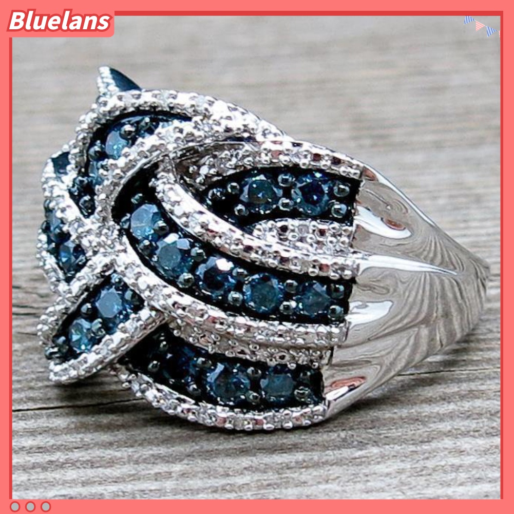 Cincin Jari Besar Hias Sapphire Imitasi Untuk Wanita
