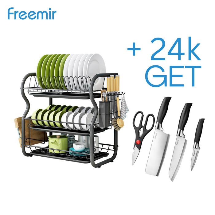 freemir Rak Piring 3 Susun Multifungsi Dish Rack Stainless Steel B Best Seller
