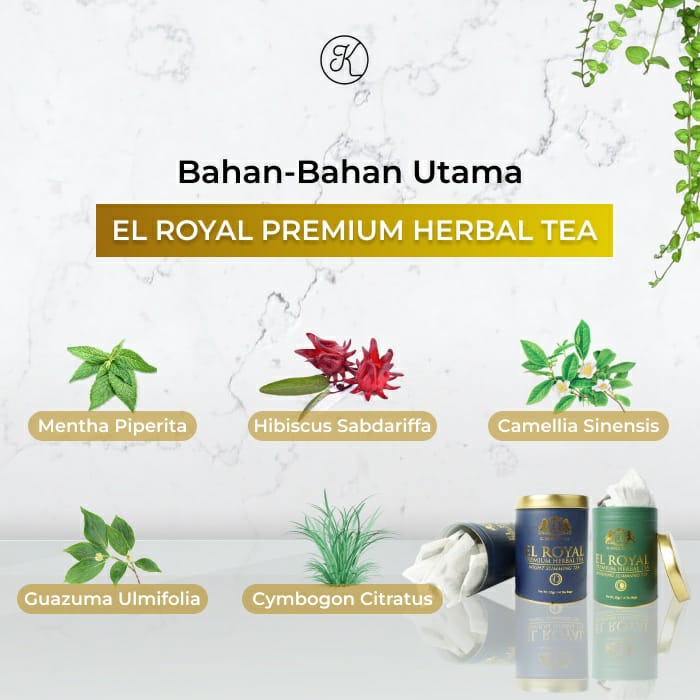 [GARANSI ORIGINAL] EL ROYAL PREMIUM HERBAL TEA - Teh Herbal Pelangsing Perut - Morning Slimming Tea - Night Slimming Tea BISA COD