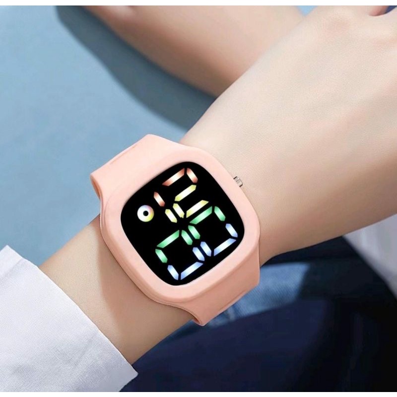 Jam Tangan Led Pria Wanita Rubber Kasual Terlaris Trendy Fashion