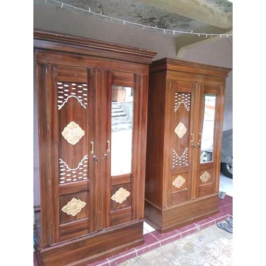 LEMARI PAKAIAN - LEMARI BAJU - LEMARI KAYU MAHONI 2 PINTU