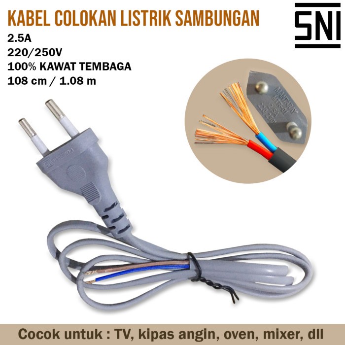 Kabel Buntung Sambungan Colokan Listrik AC Cord 220 V