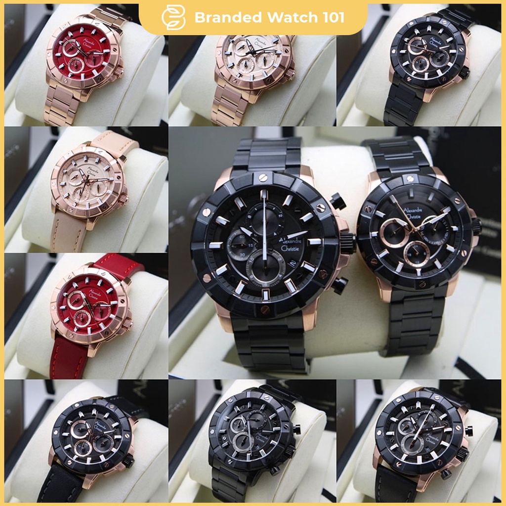 ORIGINAL Jam Tangan Pria &amp; Wanita Alexandre Christie AC 6609 / AC6609 / 6609 Garansi Resmi 1 Tahun, Stainless &amp; Leather