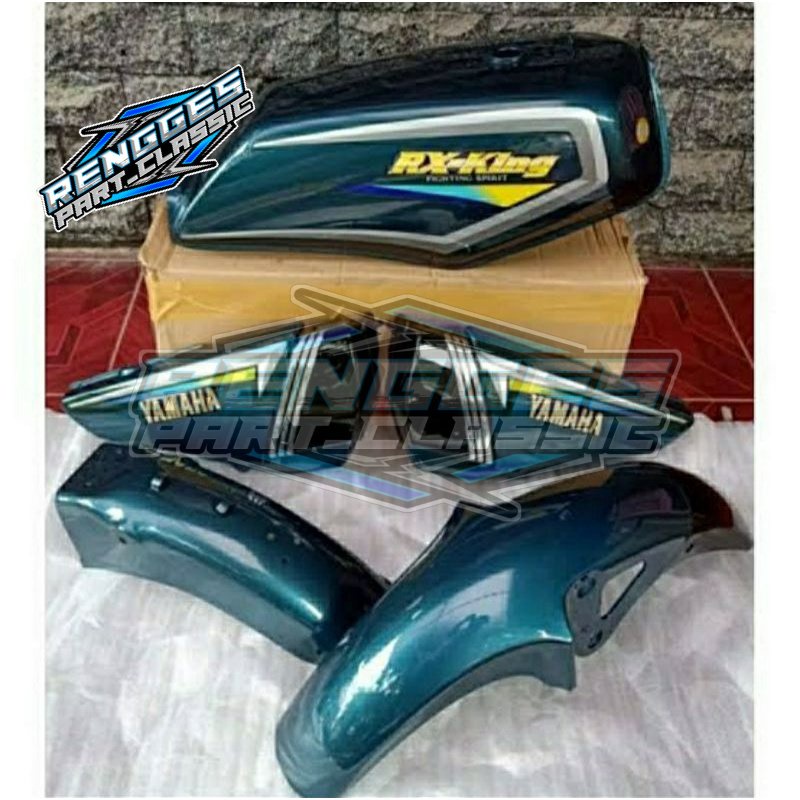 BODY BODI TANGKI FULLSET RXKING RX KING HIJAU BOTOL SET STRIPING 2001