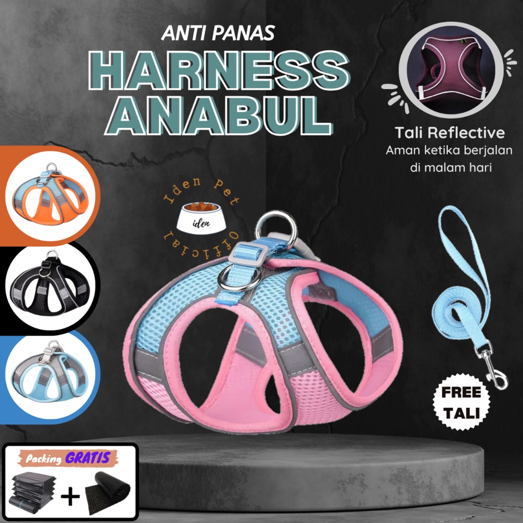 Harness Kucing Kecil Tali Tuntun Rompi Anjing Besar Harnes Hewan Anti Panas Dog Cat Hernes