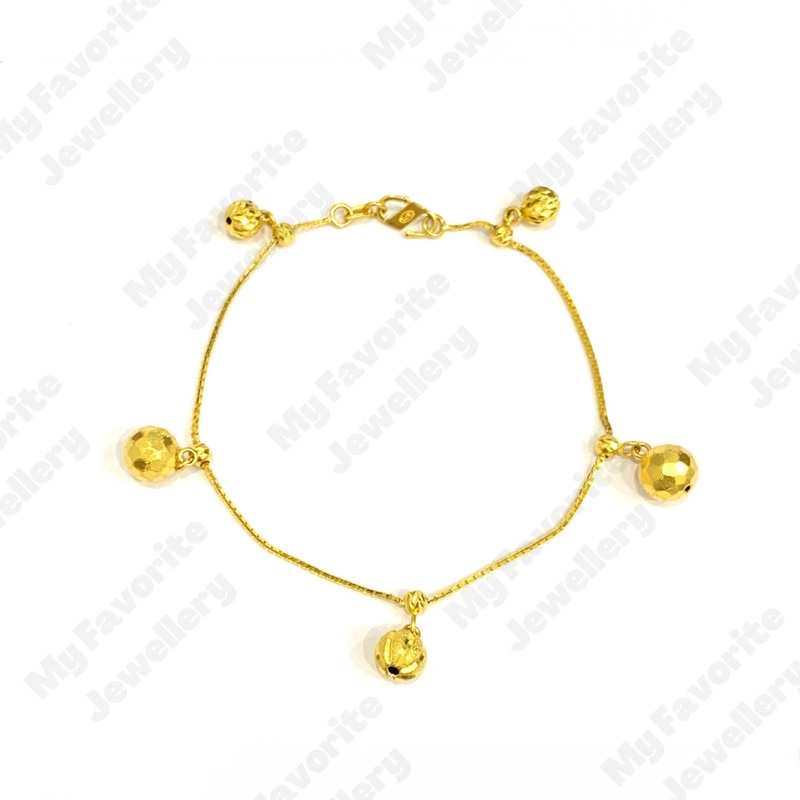 Gelang Italy Bola-bola Kaca Emas Asli Kadar 875