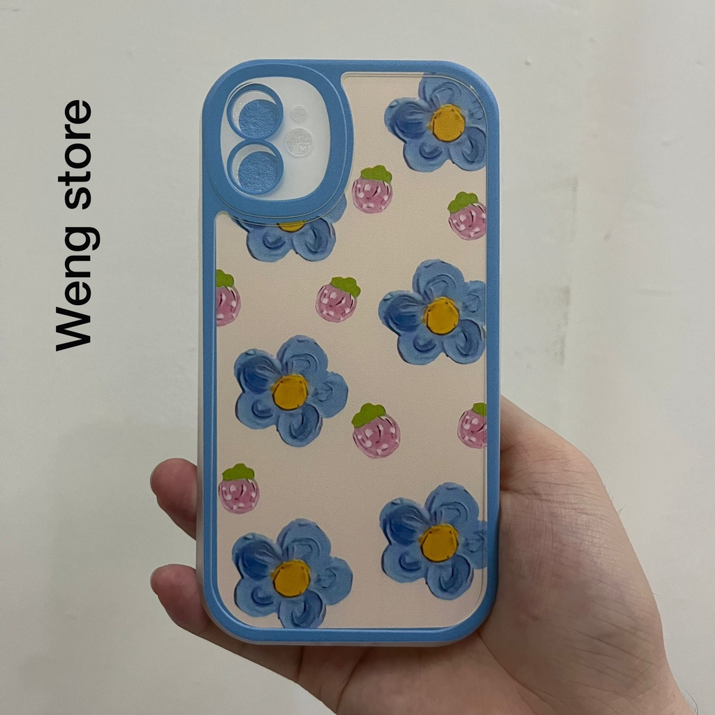 Silicon Case Motif Bunga Biru For Xiaomi Redmi 9A 9C 10A 10C Note 9 Ip 7 7+ 8 8+ XR 11 12 13 14