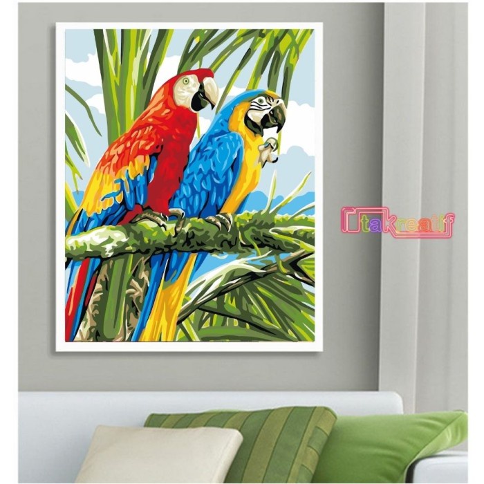 

Cuci Gudang Painting By Numbers Canvas Diy - Colorful Parrots - 50 X 40Cm Gilaa!!!