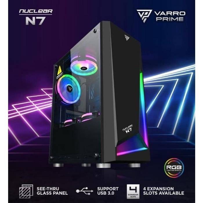 Casing Casing Varro Prime Nuclear N7 - Tempered Glass M-Atx Gaming Case