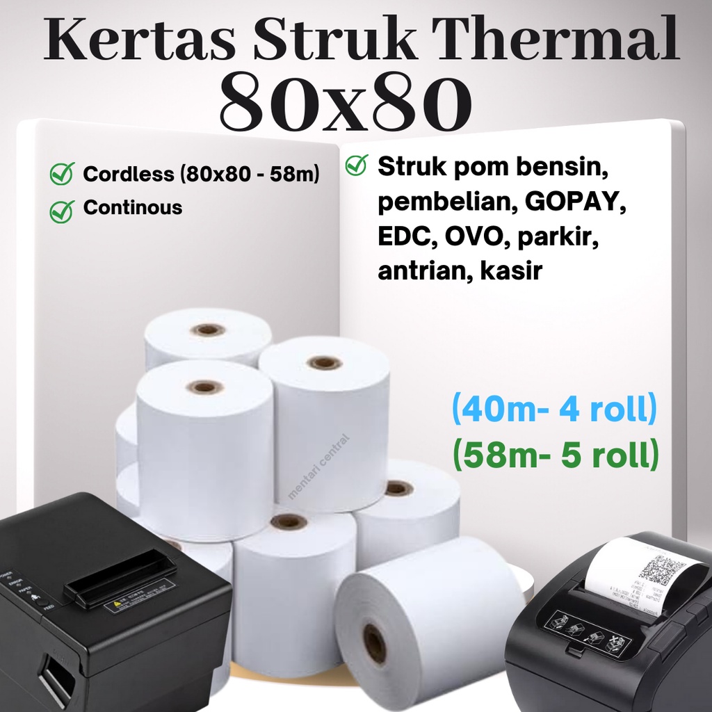 80X80 KERTAS KASIR STRUK KERTAS THERMAL TERMAL EDC PPOB