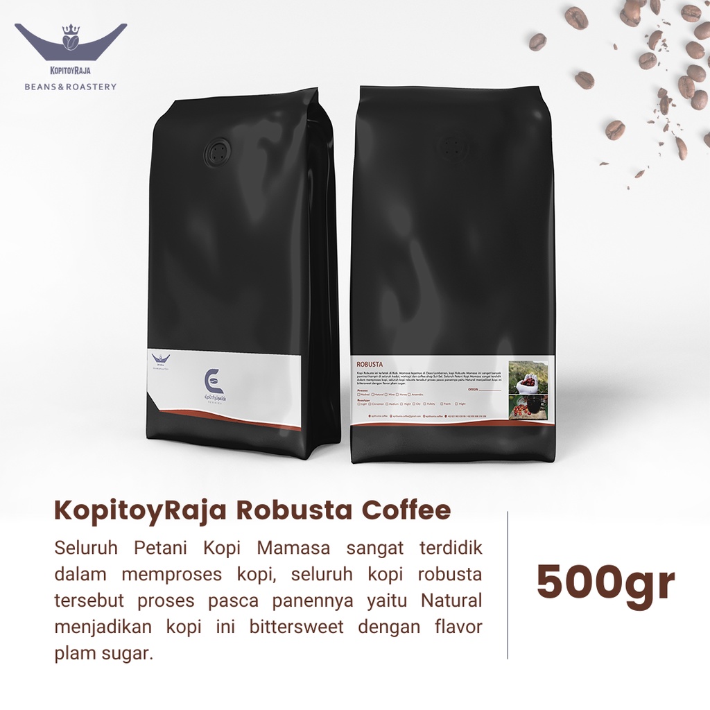 

Kopitoyraja Coffee Biji Kopi Bubuk Robusta Mamasa 500 Gram
