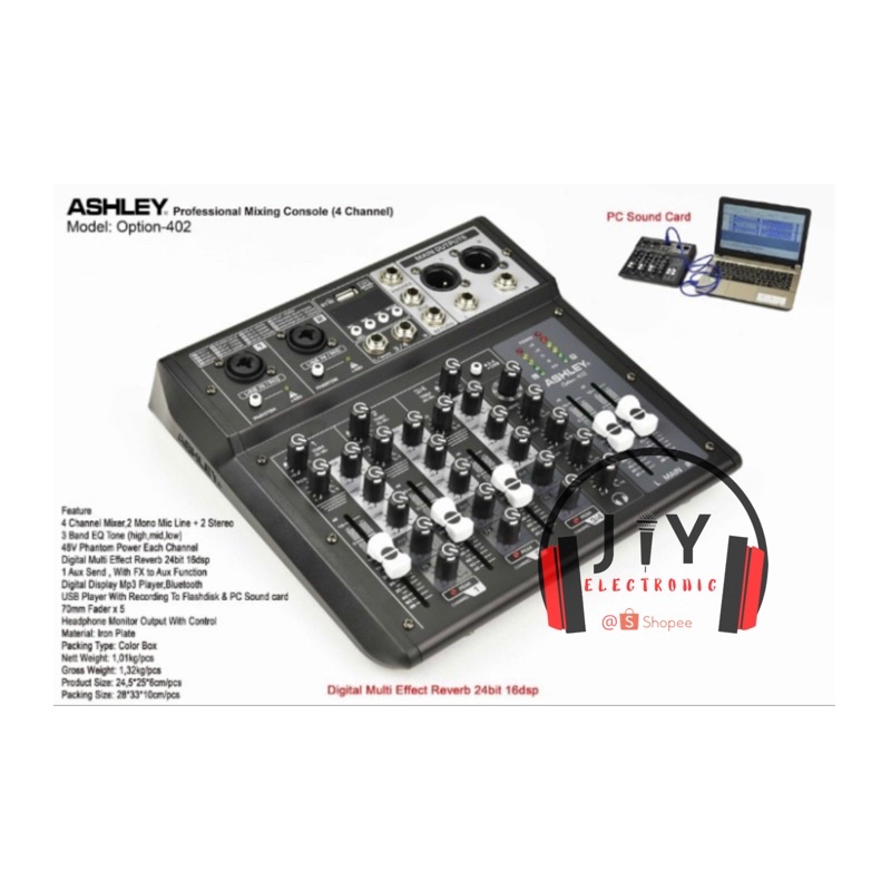Audio Mixer Ashley 4 Channel Option 402 Option402 Option-402 Original