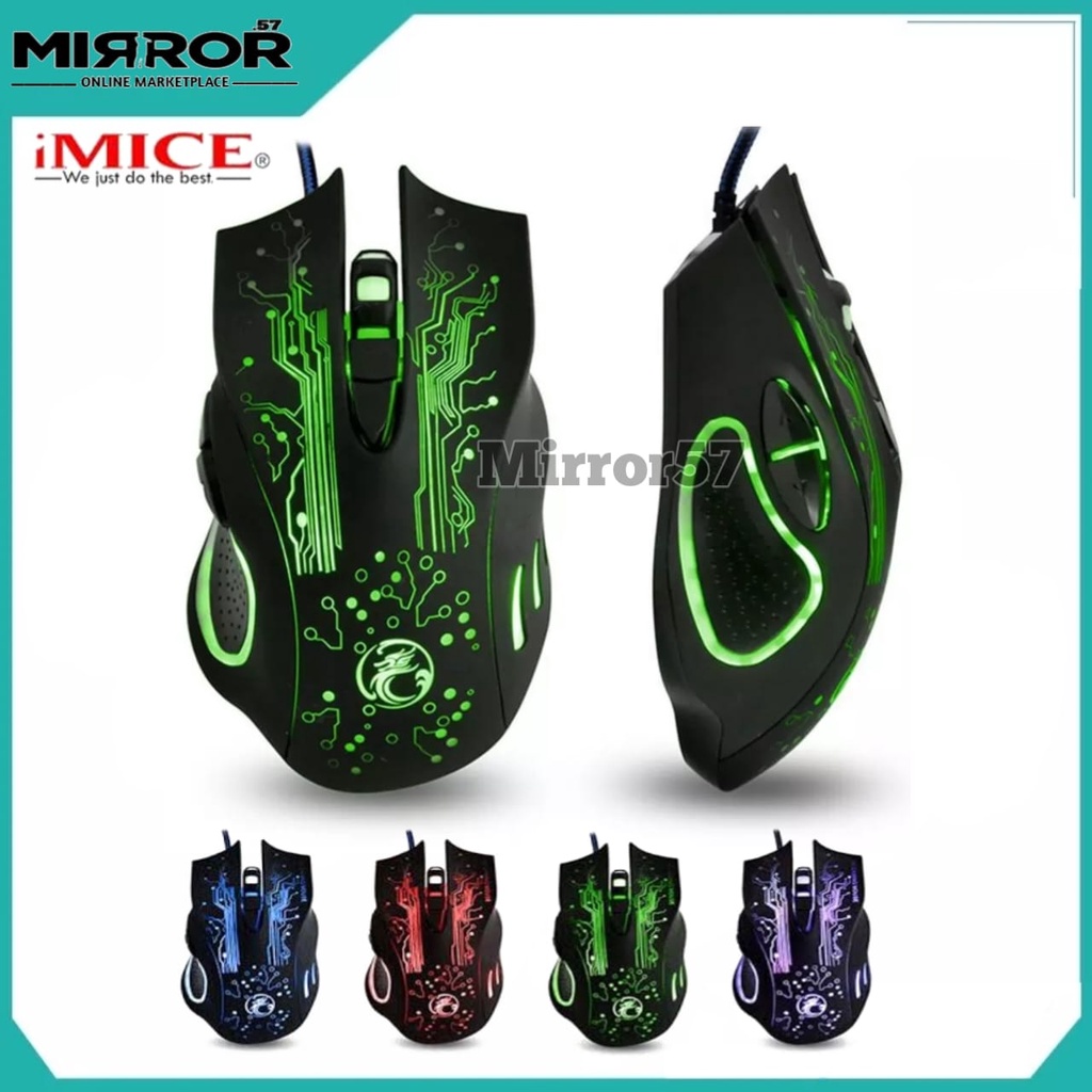 Mouse Gaming USB 3200 DPI dengan LED RGB Mouse Kabel Plug and Play