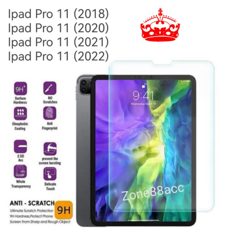 Antigores Ipad Pro 11 Pro11 2018 2020 2021 2022 Tempered Glass Screen Guard protector TG pelindung layar tablet bening kaca transparant clear
