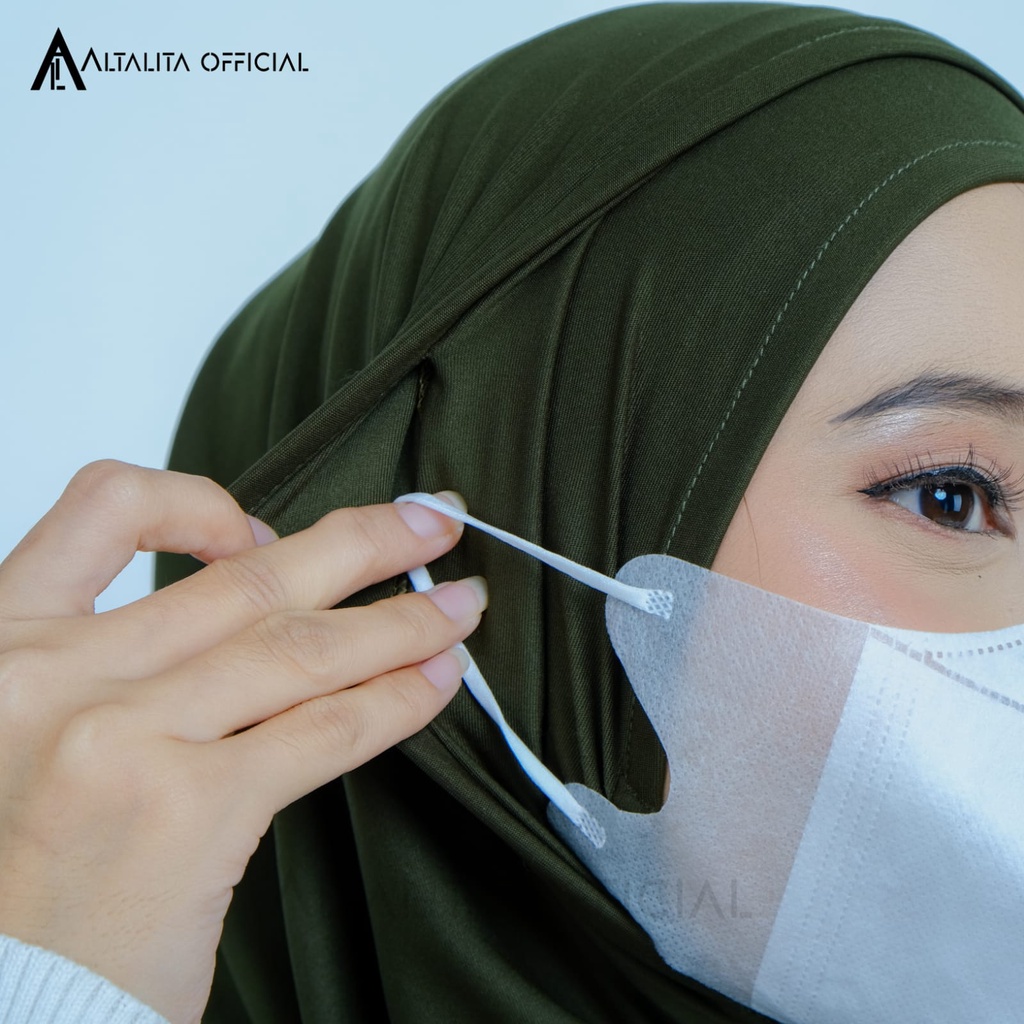 Altalita - Kerudung Khimar Instan Helma Sport Bergo Masker Headset Earphone Kacamata Bahan Jersey Premium Cocok untuk Olahraga Volly Futsal Senam dan Sehari-hari