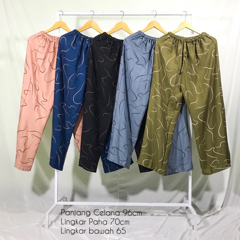 CELANA KULOT PANJANG FULL KARET WANITA RAYON MOTIF PREMIUM