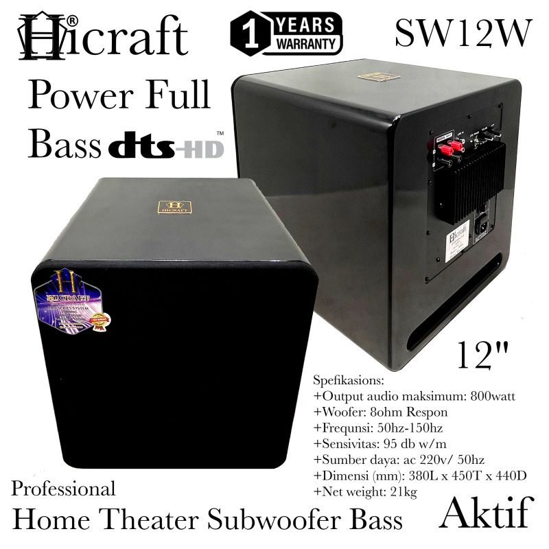 Subwoofer Hicraft SW12W Power Full Bass HD 12 Inch Aktif, Bergaransi