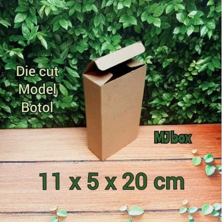

kardus karton uk, 11x5x20 cm.. box corrugated die cut, untuk packing botol dll.