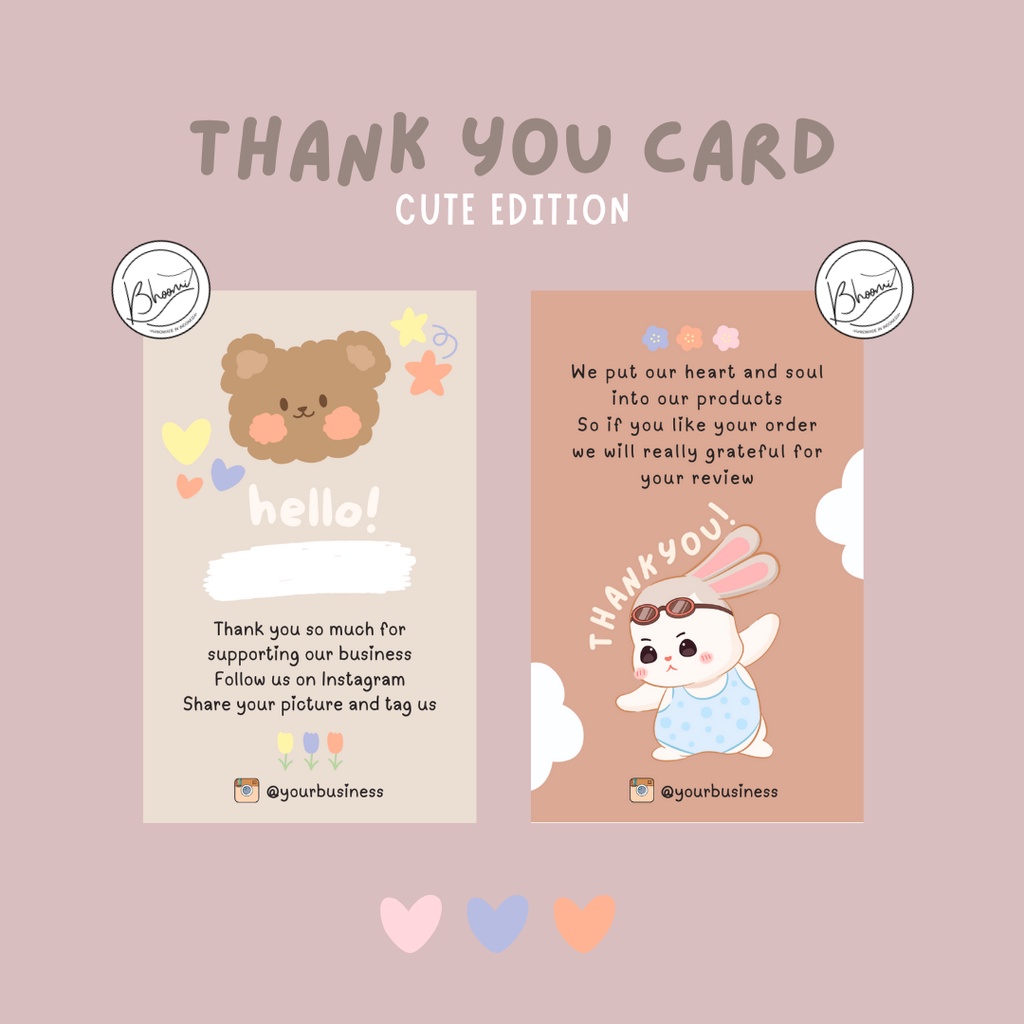 

PAKET THANK YOU CARD CUTE EDITION (100 PCS)