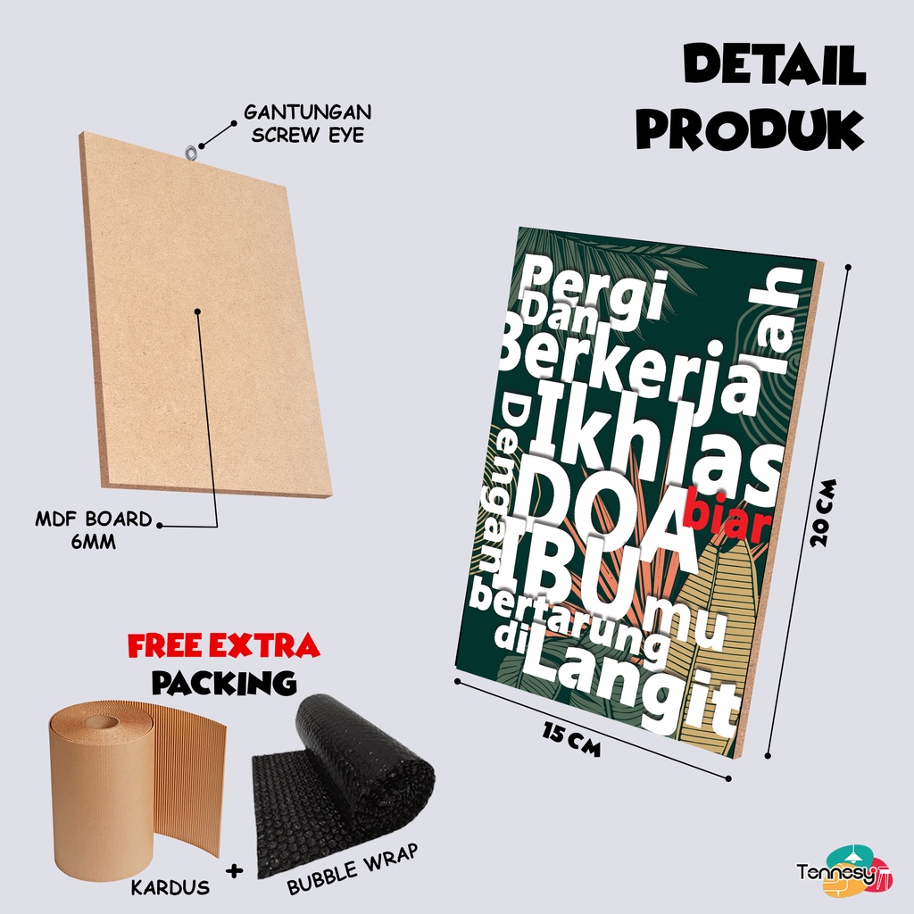 TENNESY HIASAN DINDING MOTIVASI ISLAMI 15X20 CM WALL DECOR PAJANGAN KAYU DEKORASI DINDING KAMAR TIDUR RUMAH