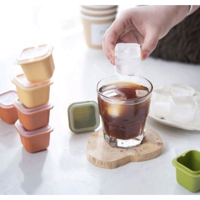1pc Cetakan Es Batu 1 Cube+Tutup/Kotak Mpasi Makanan Anak Kotak Kecil