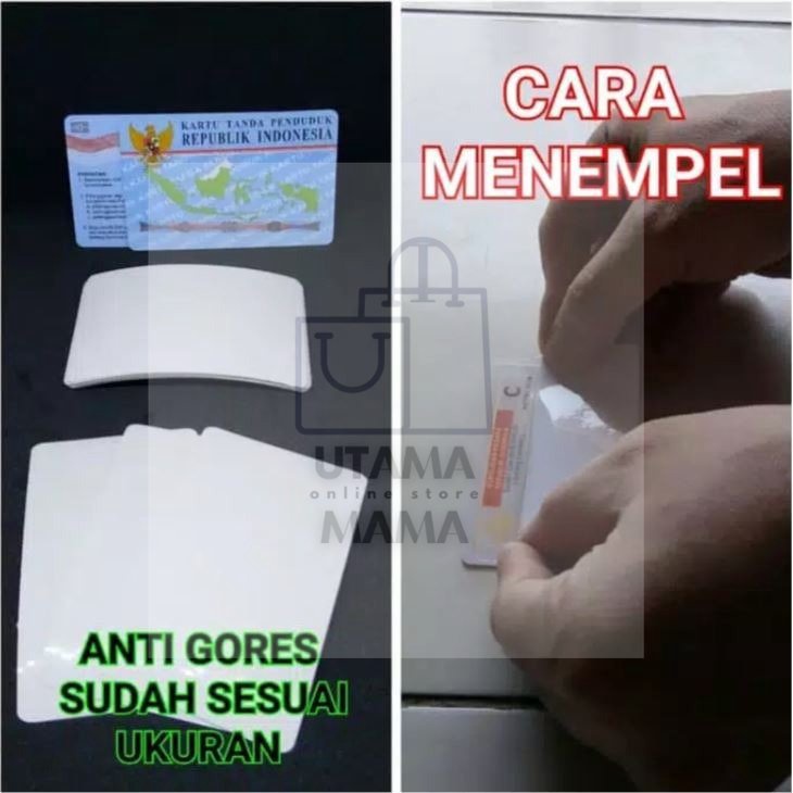 

(MAMA) Stiker Anti Gores Laminating KTP SIM Kartu Kredit Credit Card ATM Lem Praktis Bisa pasang sendiri