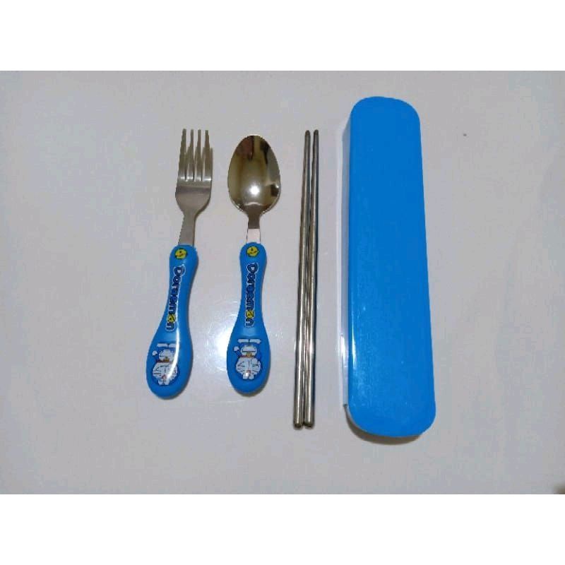 Sendok Anak  Stainless Steel 1 Set Alat Makan Anak 1 Set Sendok Garpu Sumpit Anak Motif Karakter