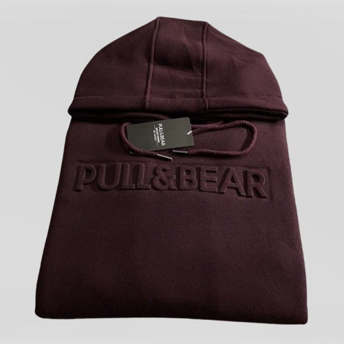 BISA COD - Jaket Sweater Hoodie Pull And Bear Maroon Embos 3D - Sweater Hoodie Sweatshirt Pull&amp;Bear Embos Tulisan Timbul Real Pict High Quality