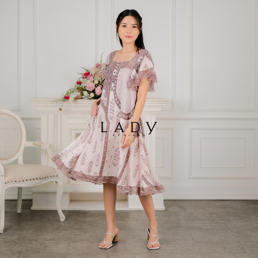 Ladybydiana ORCHID SLEEPWEAR Dress Wanita Bahan Rayon Busui Friendly