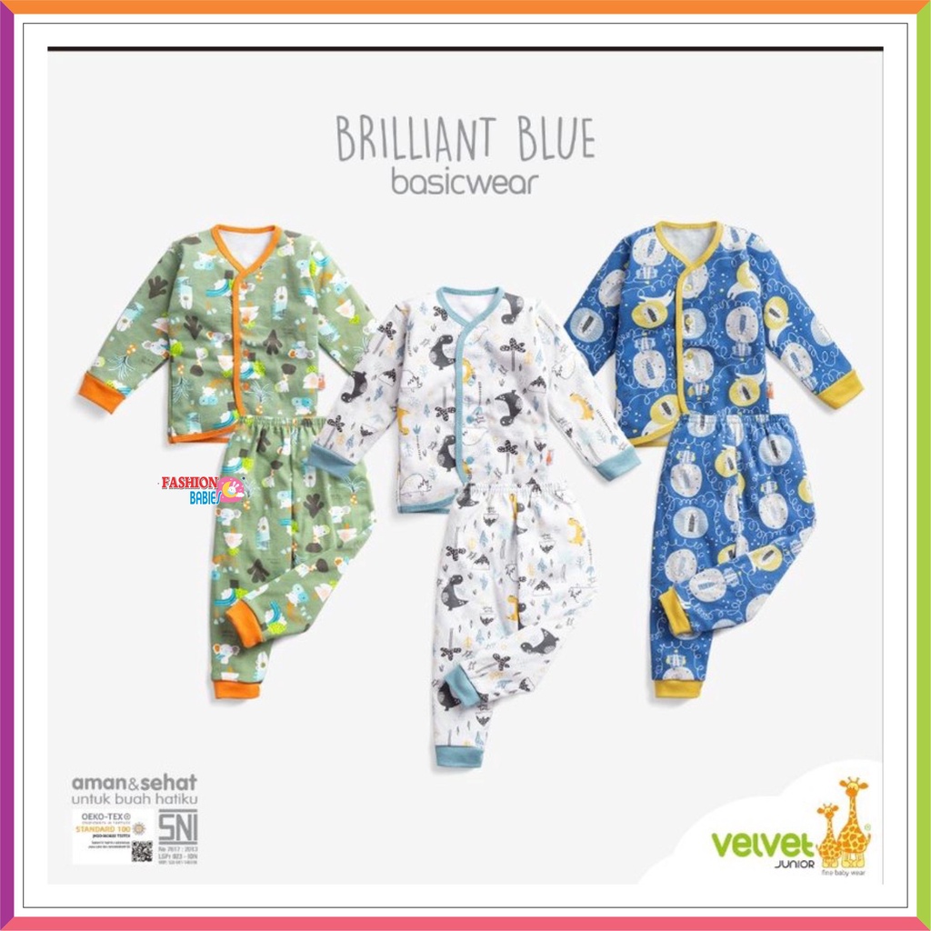 NEW VELVET JUNIOR BASIC WEAR BRILLIANT | SETELAN VELVET PANJANG PENDEK KANCING OBLONG NB S M L