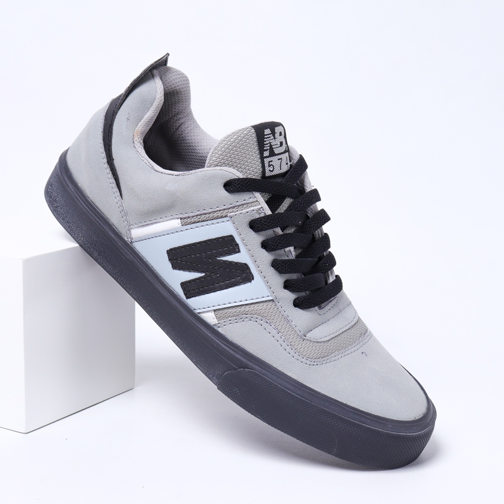 SEPATU PRIA SKATEBOARDING SNEAKERS CASUAL KETS SPORT PREMIUM IMPORT BNIB ABU SOL HITAM