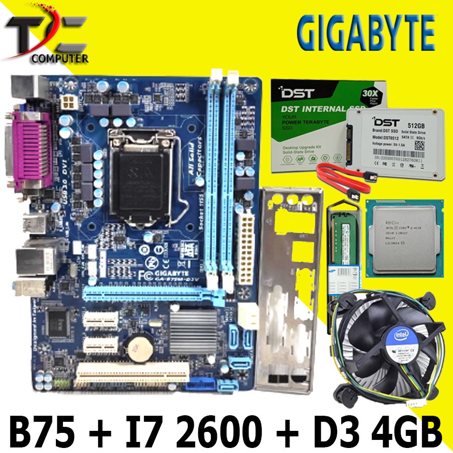 Paket Mainboard Mobo Motherboard B75 Dengan processor i7