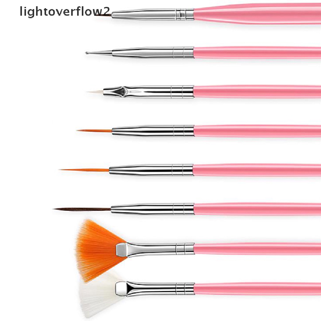 (lightoverflow2) 15 Pcs / Set Kuas Lukis Kutek Gel DIY Untuk Nail Art