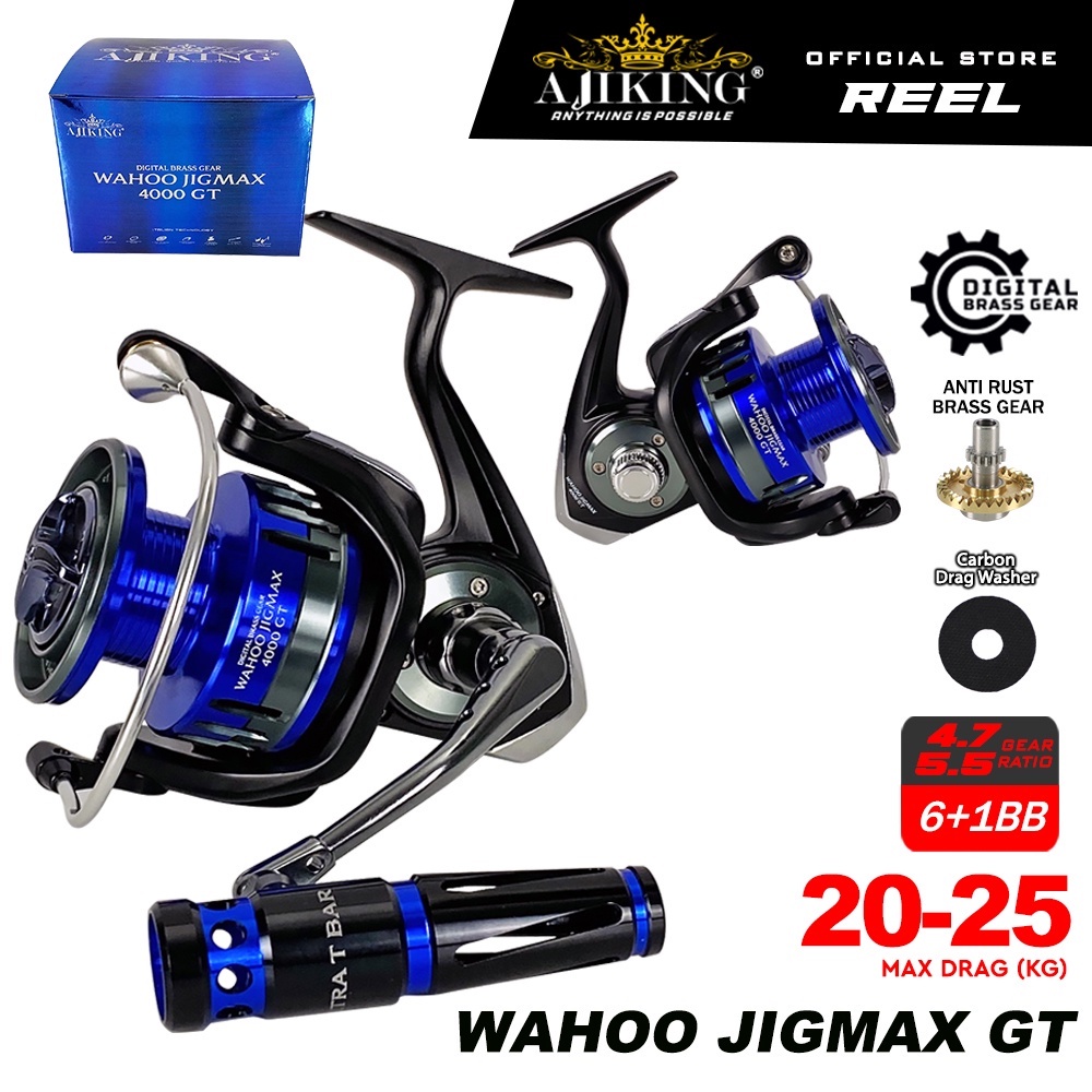 Reel Pancing  Ajiking Wahoo Jigmax 4000 5000 6000 7000 GT Drag 20Kg-25Kg Saltwater Inshore Offshore 