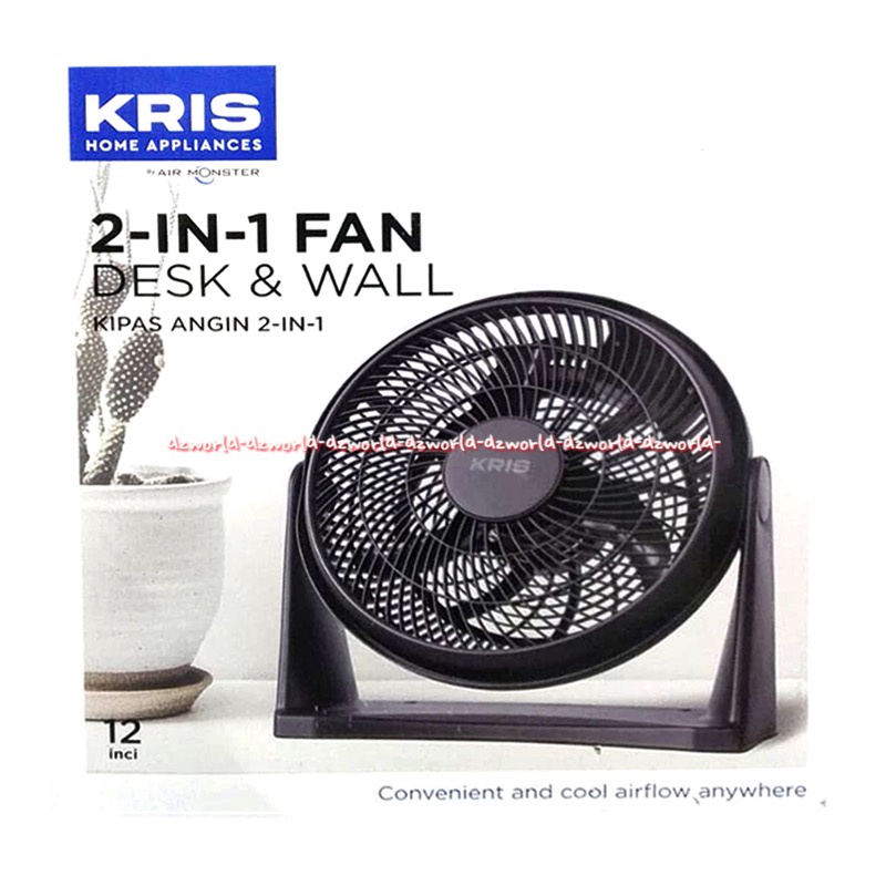 Kris Air Monster Table Fan 12inch Kipas Angin Meja Hitam Black 2-in-1 Fan Desk &amp; Wall Kris Home Appliance Kribow Black Fan 30 cm