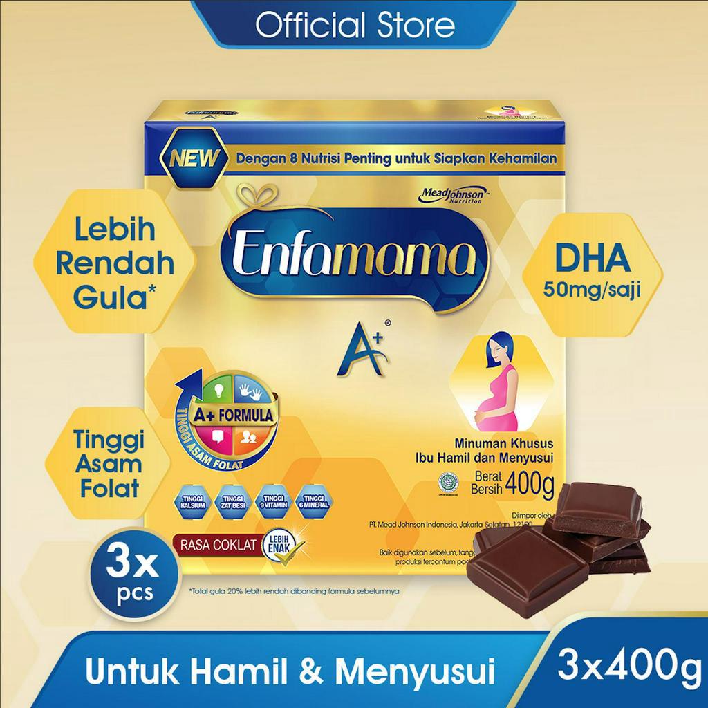 Enfamama A+ Susu Ibu Hamil dan Menyusui Cokelat 400 gr x 3