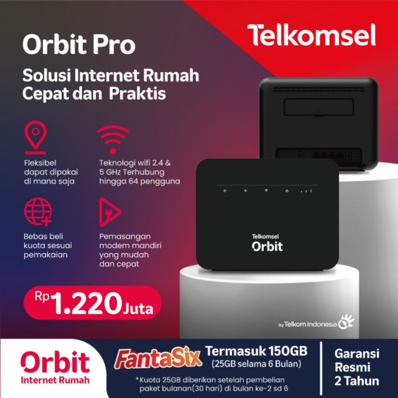 Home Router Orbit Pro 2Band WiFi 4G High Speed Free 150GB Garansi Resmi