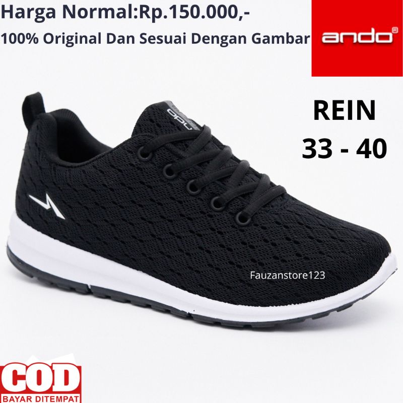 SEPATU SEKOLAH ANAK LAKI LAKI PEREMPUAN ANDO ONLIEN BSC32 BSC51 REBECCA NITTA REIN HITAM PUTIH SD SMP SMA ORIGINAL