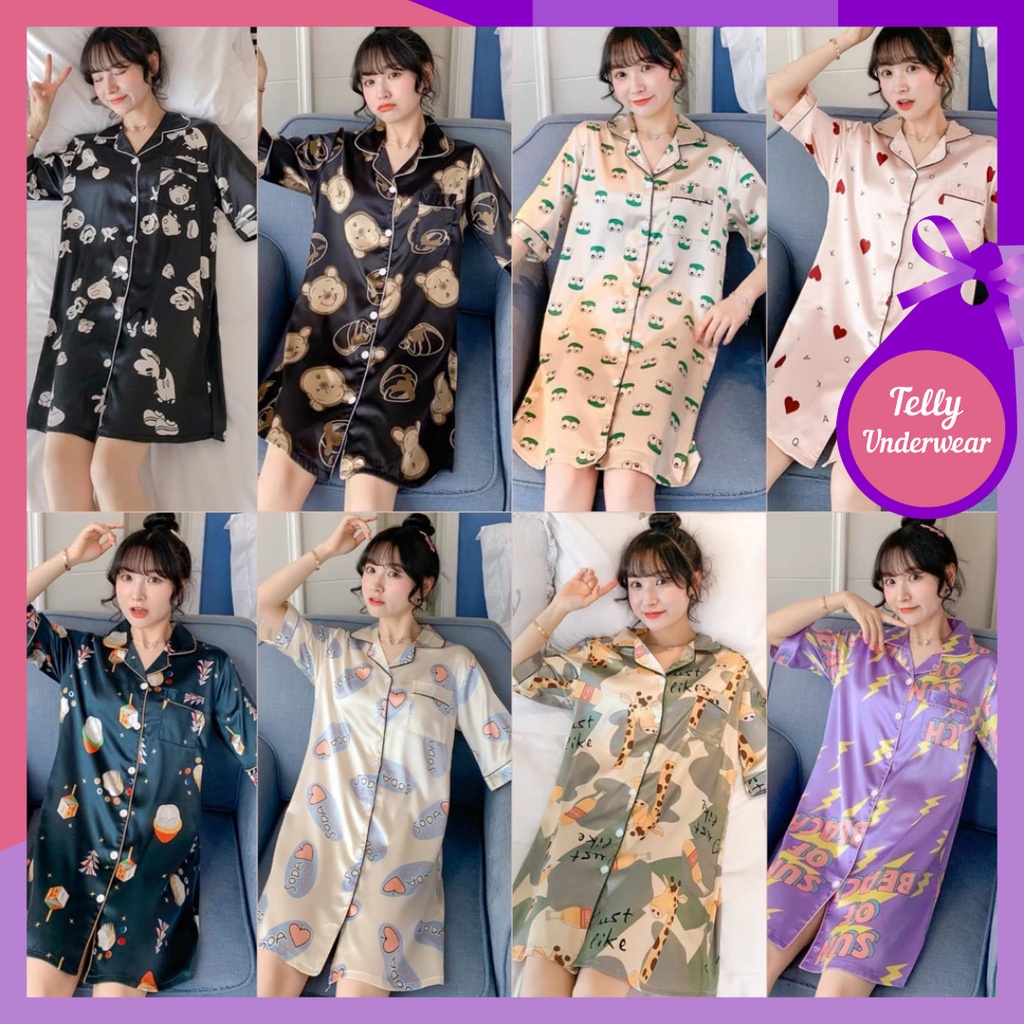 TELLY ➡️ 327 Daster Satin Import Premium Baju Tidur Wanita