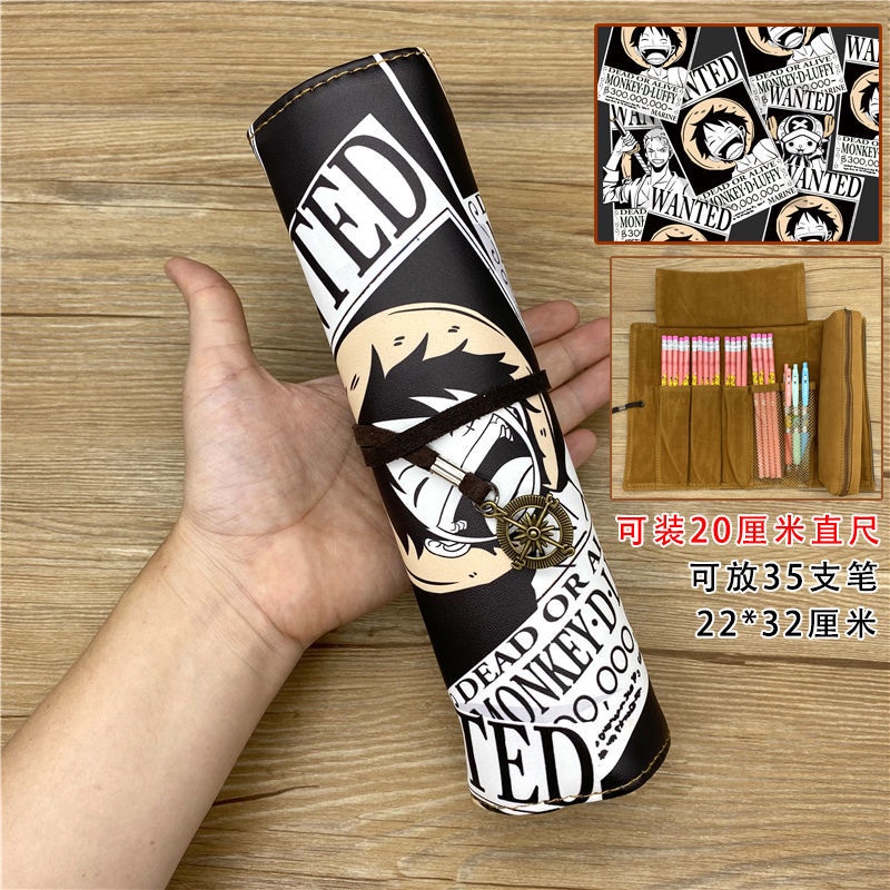 ◊☃Sera One Piece Scroll Pen Tas Topi Jerami Luffy Zoro Chopper Kapasitas Besar Kotak Alat Tulis Sastra Korea Segar Kotak Pensil