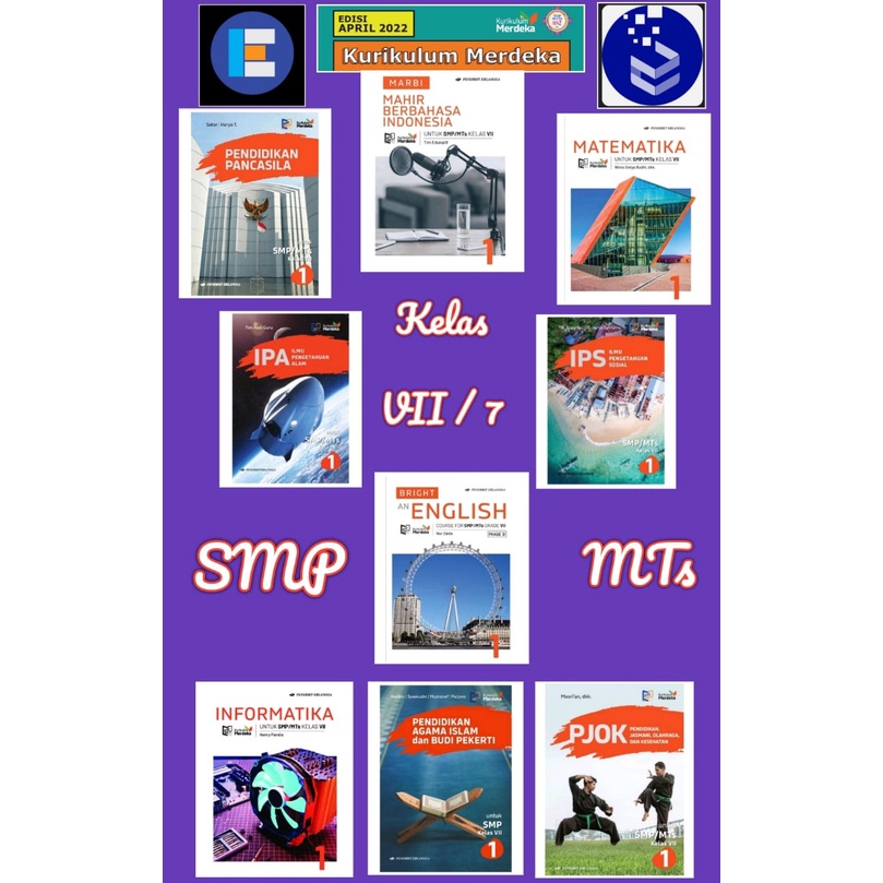 Harga Satuan Buku kelas 7 SMP/MTs Kurikulum merdeka Penerbit Erlangga PK, B.INDO MTK IPA IPS PAI
