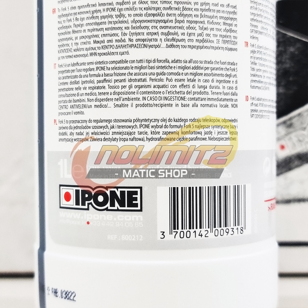 Fork Oil IPONE Oli Shock Depan Grade 5 Soft Synthetic Plus 1L